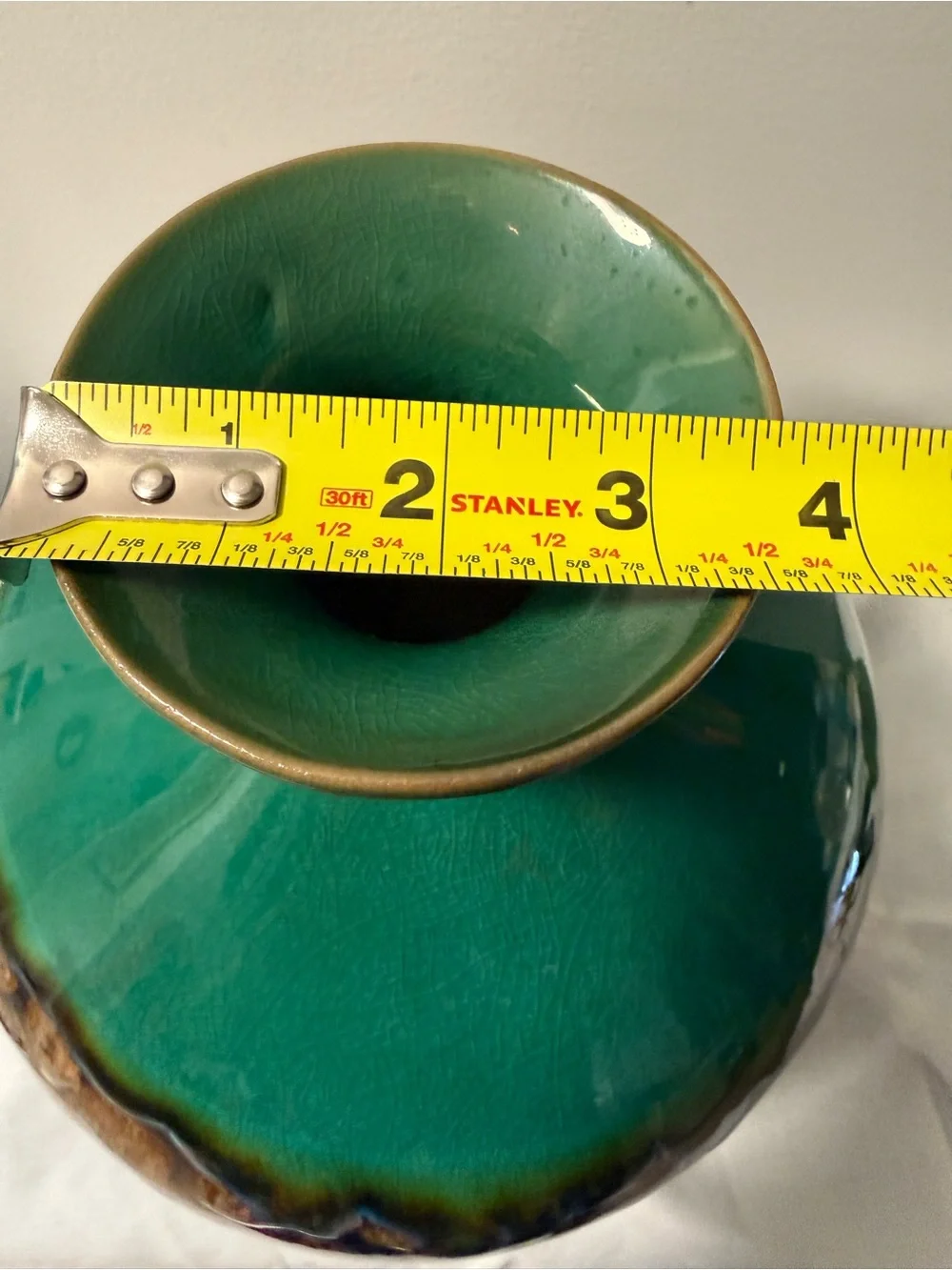 Green and Brown Ceramic Decorative Vase 12”